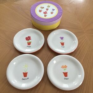 BIA Cordon Bleu 4 embossed plates 6-1/4” diameter flower theme EUC